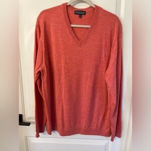 Men’s Hart Schaftner Marx 100% Extra Fine Merino Wool Sweater Size XL Coral/Rust